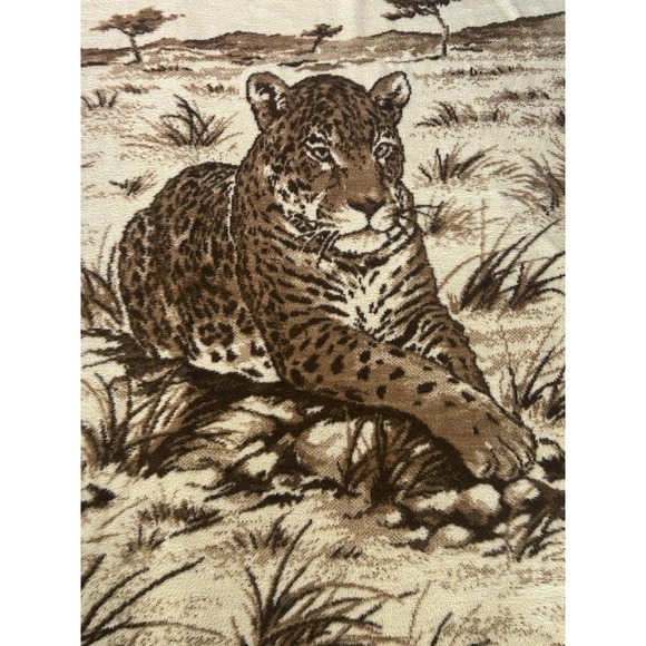 Vintage Ibena Relax Dolan Leopard Blanket Reversible Brown West Germany Rare - Picture 2 of 13